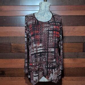 NY Collection Patterned Long Sleeve Women's Top